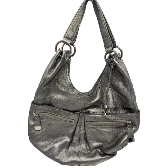 Michael Kors XL Size Silver Leather Shoulder Bag - Picture 1 of 8